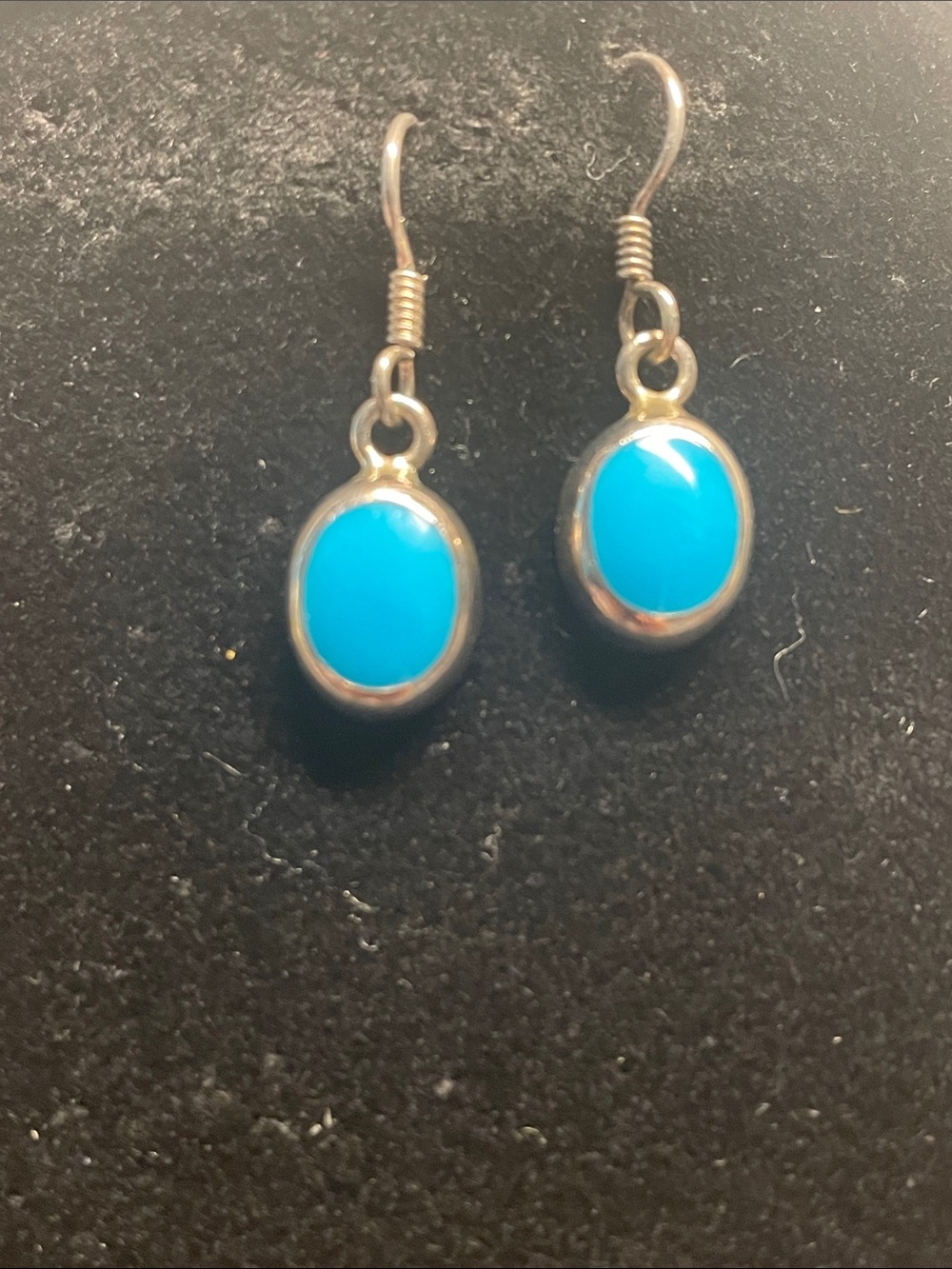Sterling Silver Turquoise Drop Earrings - Blue